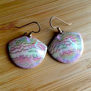 Rainbow Aurora Borealis Shell Earrings